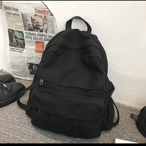 Miniatura 2 de GAXOS Mochila para laptop para mujer, mochila de lona de viaje para mujer, mochila estética vintage para la escuela, Negro -, Mochilas de mochila
