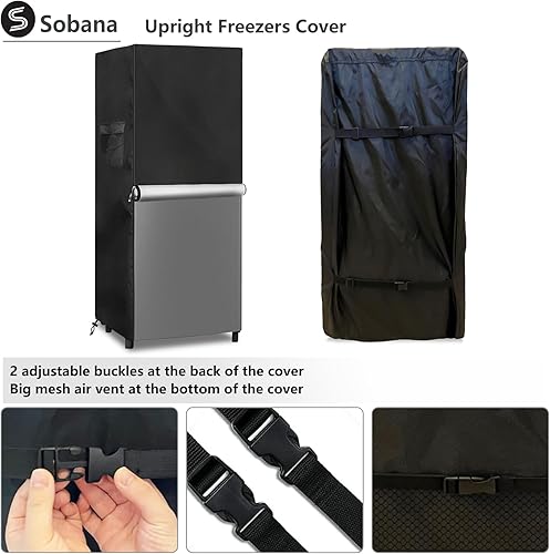 Miniatura 4 de Cubierta vertical para congelador, funda impermeable para refrigerador con doble cremallera para exteriores de 7.6 a 10.1 pies cúbicos, cubiertas