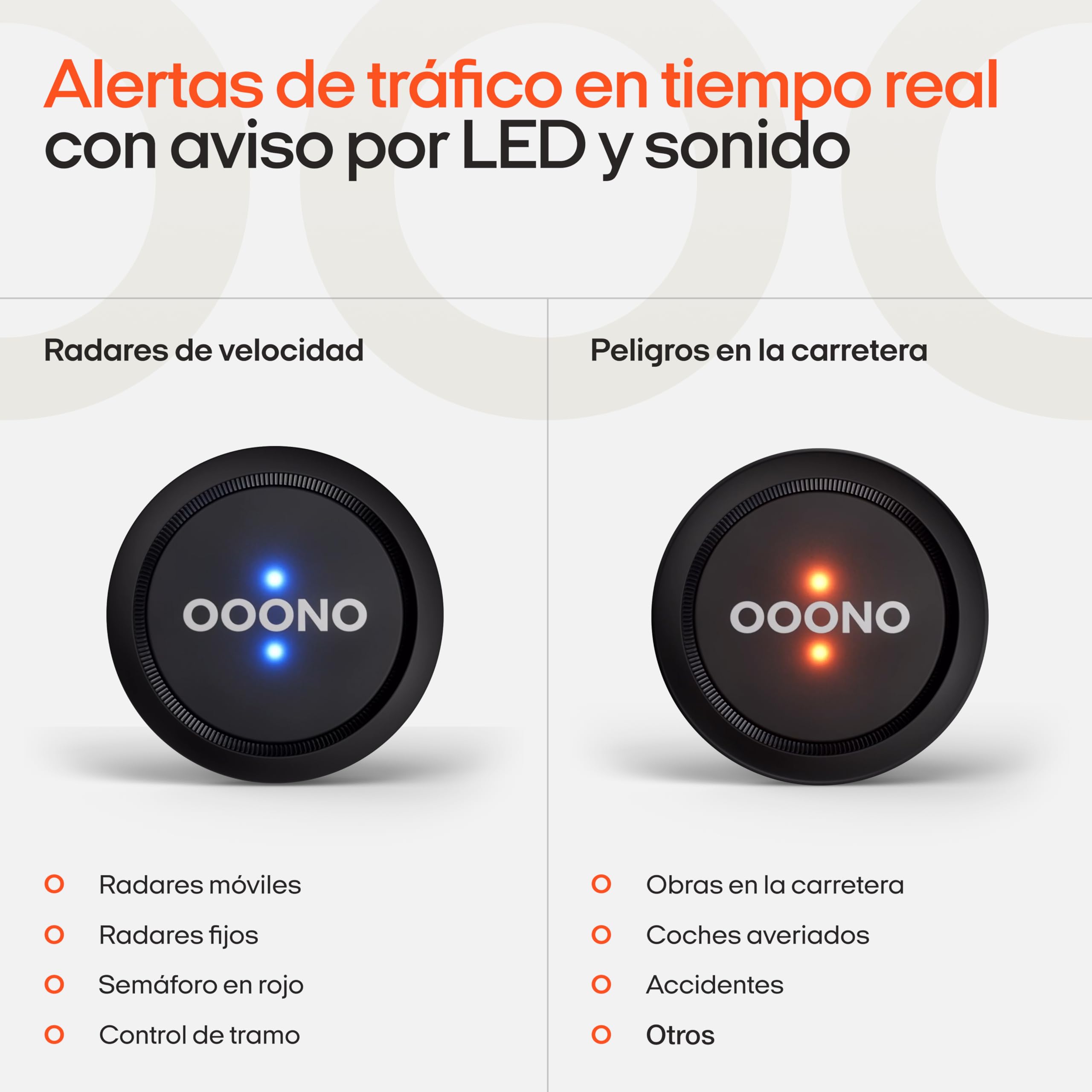OOONO Co-Driver 1 – Alertas de Peligro en Tiempo Real, Sin Suscripción, Batería Litio 3V, Compatible con Apple CarPlay y Android Auto