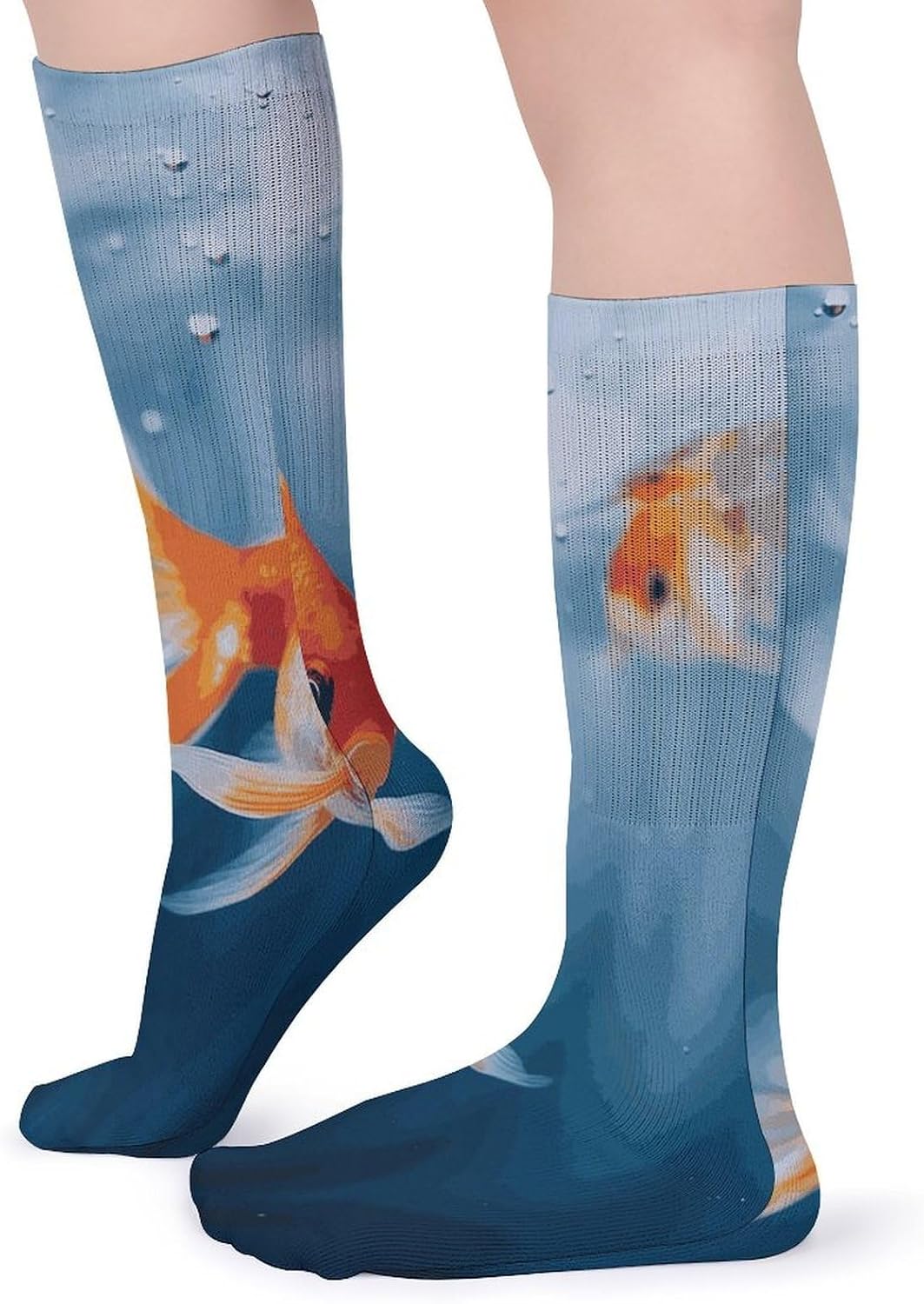 Fish Knee High Socks Cozy Knee High Socks Soft Mid-Length Sock for All Seasons Daily Wear Adult