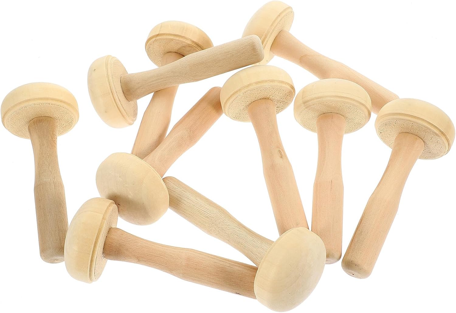 KALLORY 10Pcs Wooden Art Ink Rollers for Printmaking Craft Roller Mushroom Design Smooth Surface for Even Ink Distribution for Scrapbooking and Painting Projects