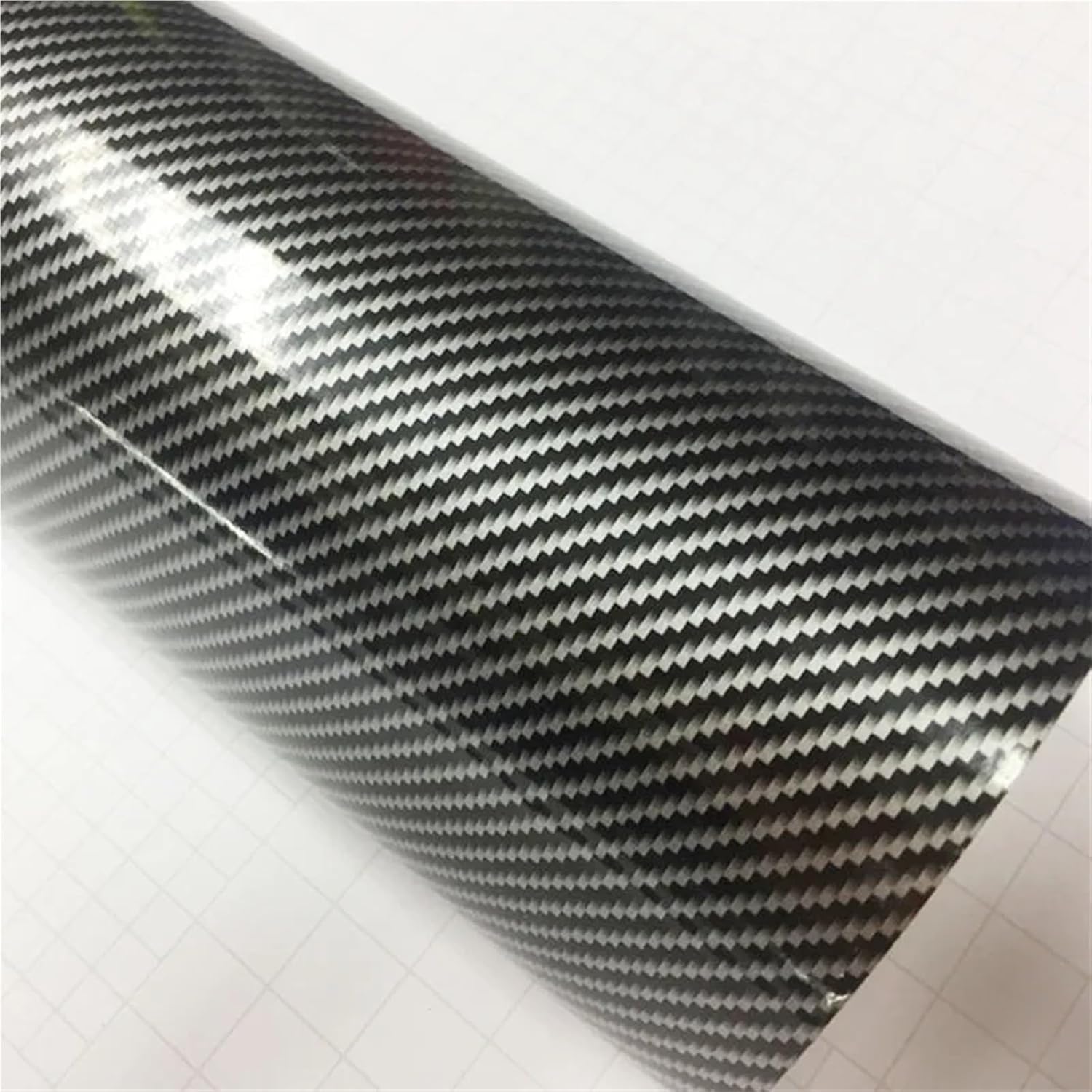 2D Black Silver Twill Carbon Fiber Film 2D Glossy Carbon Fiber Vinyl Film Auto Wrapping Vinyl wrap foil car Sticker(Black Grey Twill,152CM X 60CM)