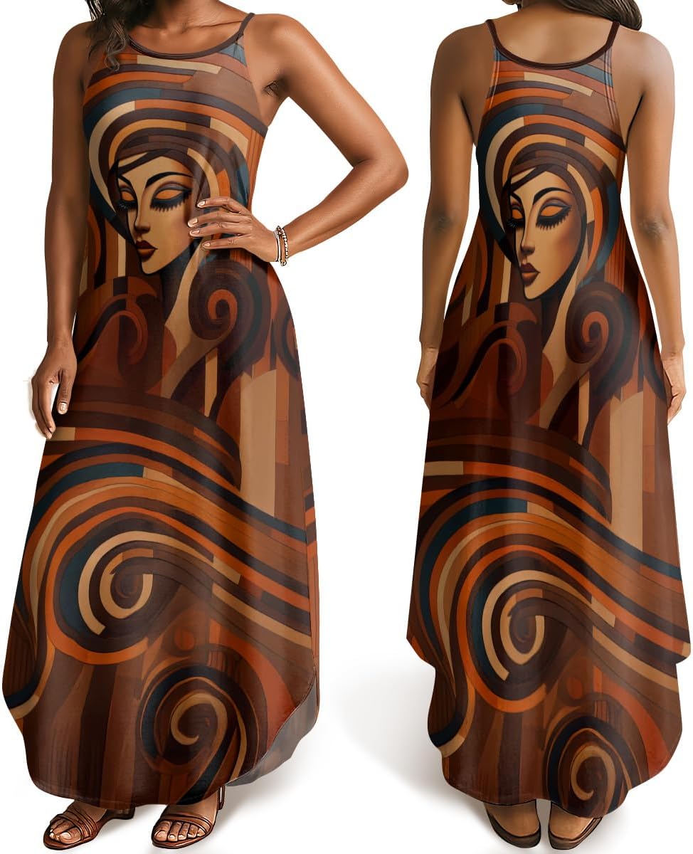 Sistabag Maxi Dress for Black Women – African Print Plus Size Sundress, Juneteenth Pride Outfit