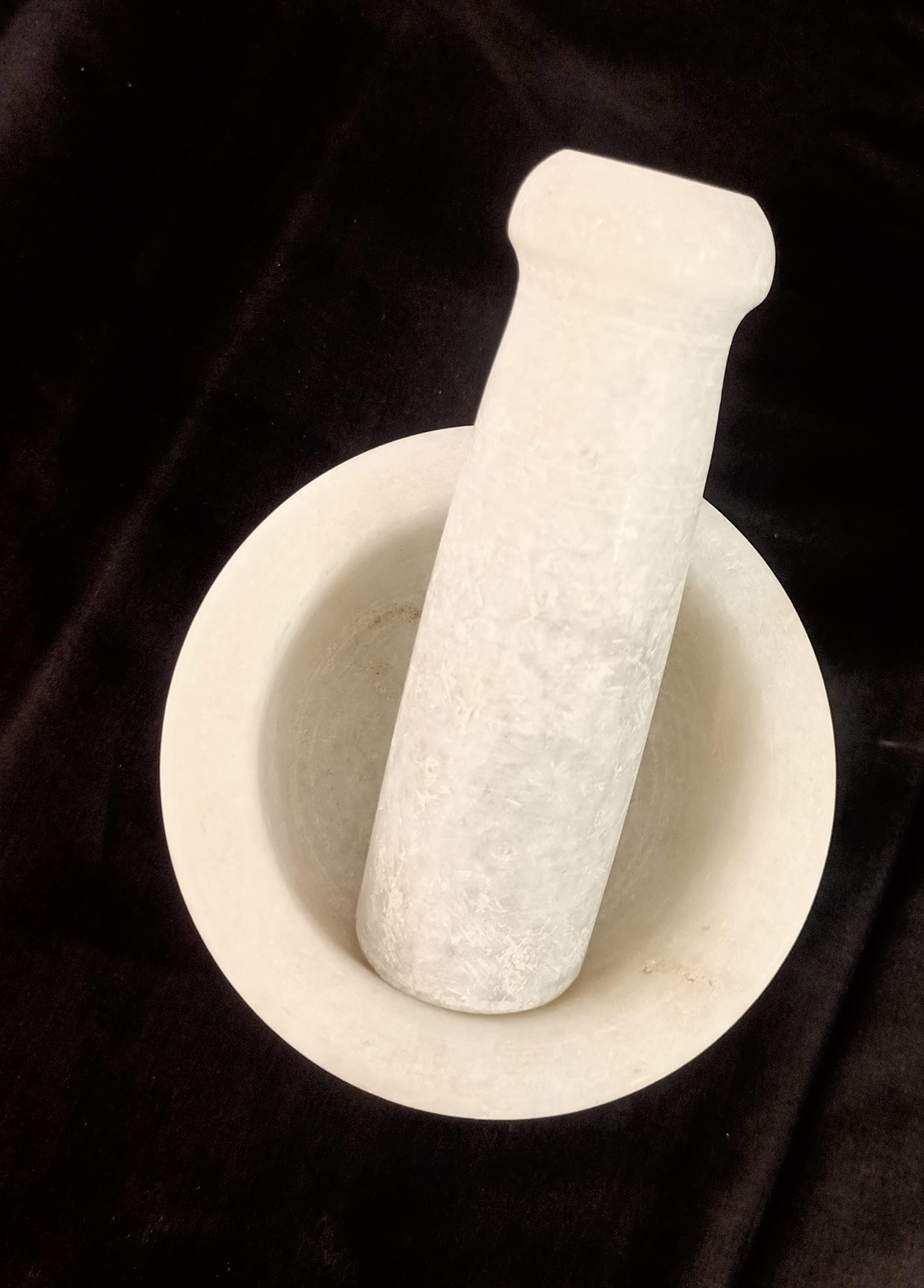 B E Craft ,Mortar And Pestle Set, kharad, masher Spice Mixer/Okhli and musle/Kharal For Kitchen 4 inches,White Color
