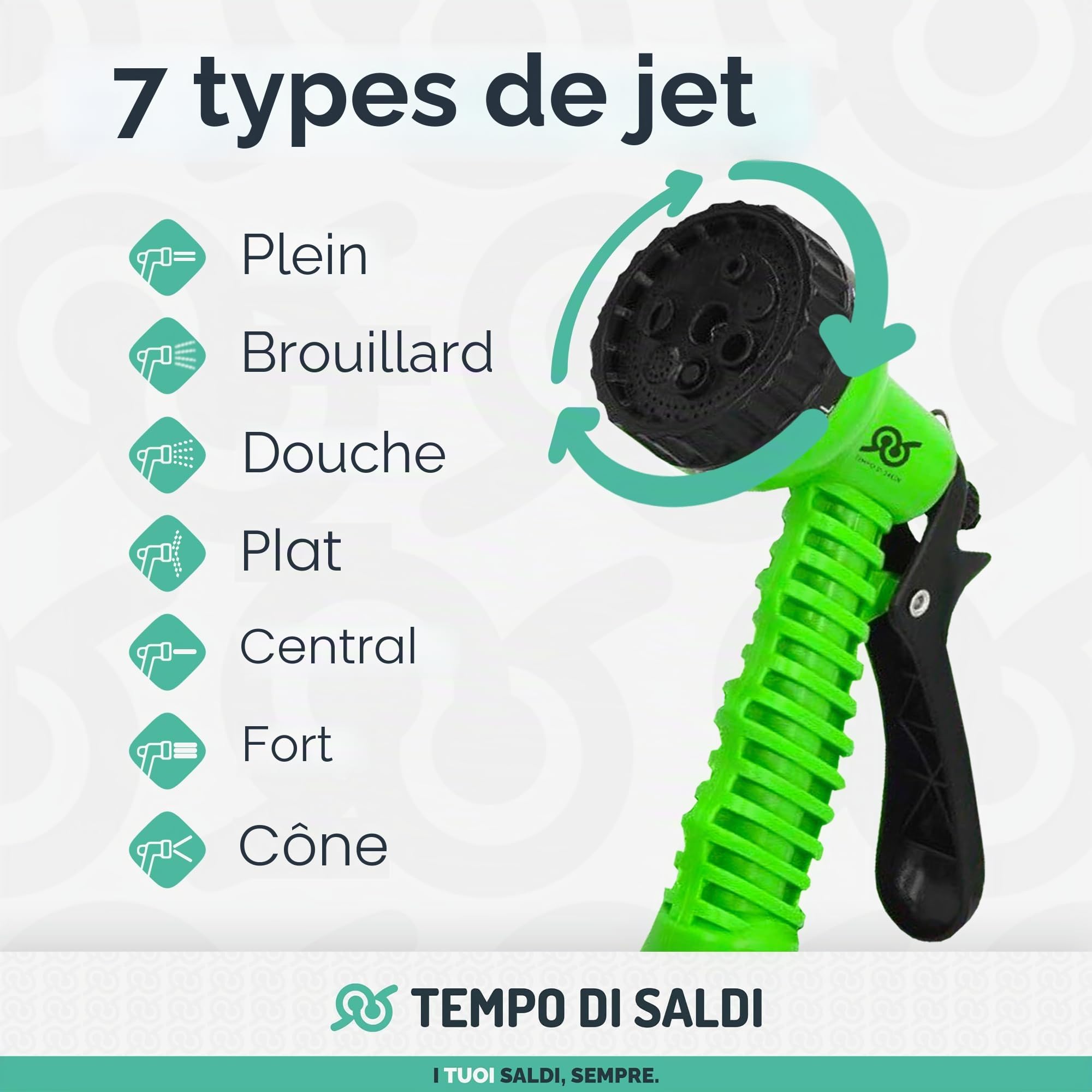 TEMPO DI SALDI Tuyau extensible de jardin de 45 m avec 7 fonctions pour lavage étanche à l'eau