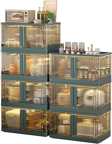 KEINXOW Caja de almacenamiento con tapa, caja de almacenamiento plegable de plástico para organizadores, caja de almacenamiento plegable de 8.4