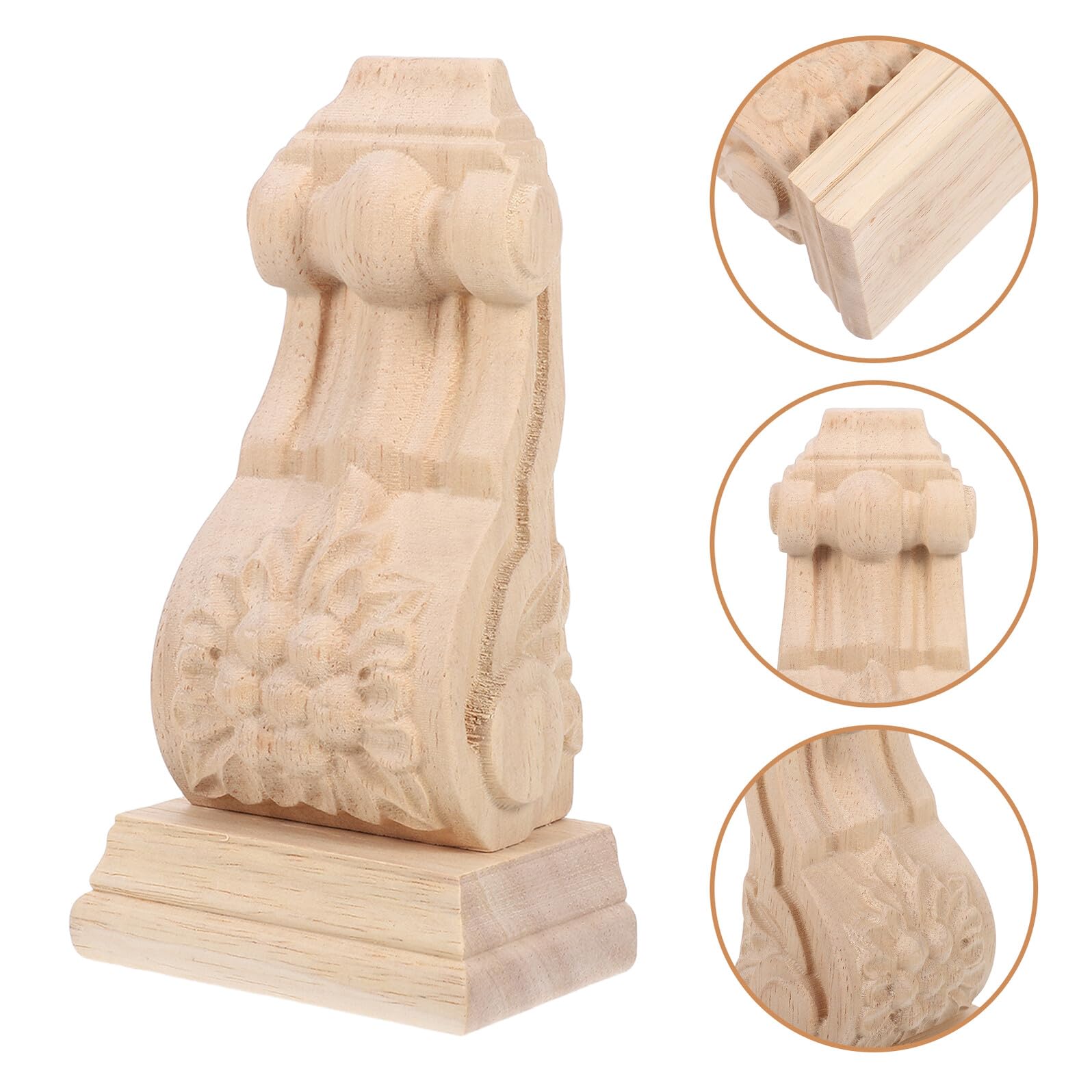 Alipis Ménsula Decorativa sin Pintar Estilo Europeo de Madera Tallada Patrones Detallados y Soporte para Vigas o Puertas en Decoración Rústica de Pared