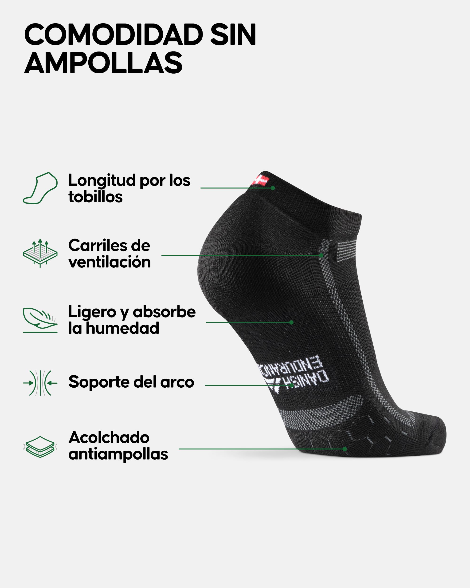 DANISH ENDURANCE Calcetines de Running Hombre Antideslizantes Antiampollas 5 Pack