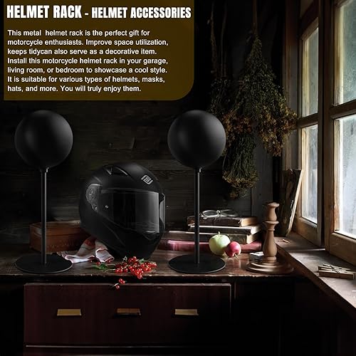 Miniatura 6 de motofans Soporte de metal para casco de rotación, soporte de metal de rotación, soporte de escritorio para casco de motocicleta, gorras, sombrero y