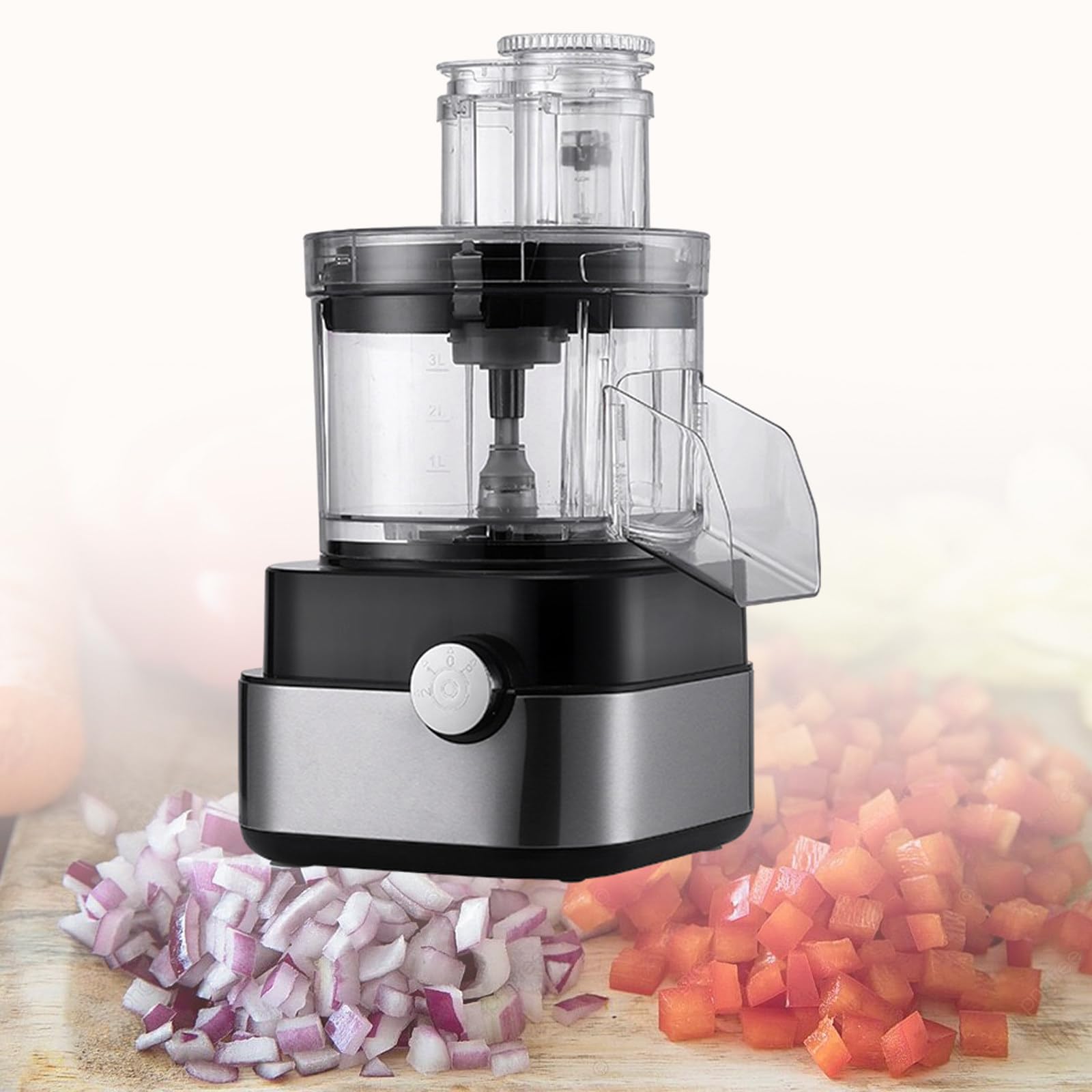 Mini procesador de alimentos, cortador de verduras en cubos eléctrico de 600 W con rejilla de 5 cubos, picadora de frutas y verduras de 5000 ml de capacidad, picadora de zanahoria/patata/cebolla