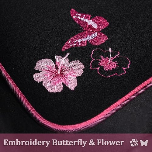 Miniatura 6 de CAR PASS Tapetes bordados de mariposas y flores, ajuste universal para 95% de automóviles, SUV, sedán, camionetas, para mujeres y niñas, juego de 4