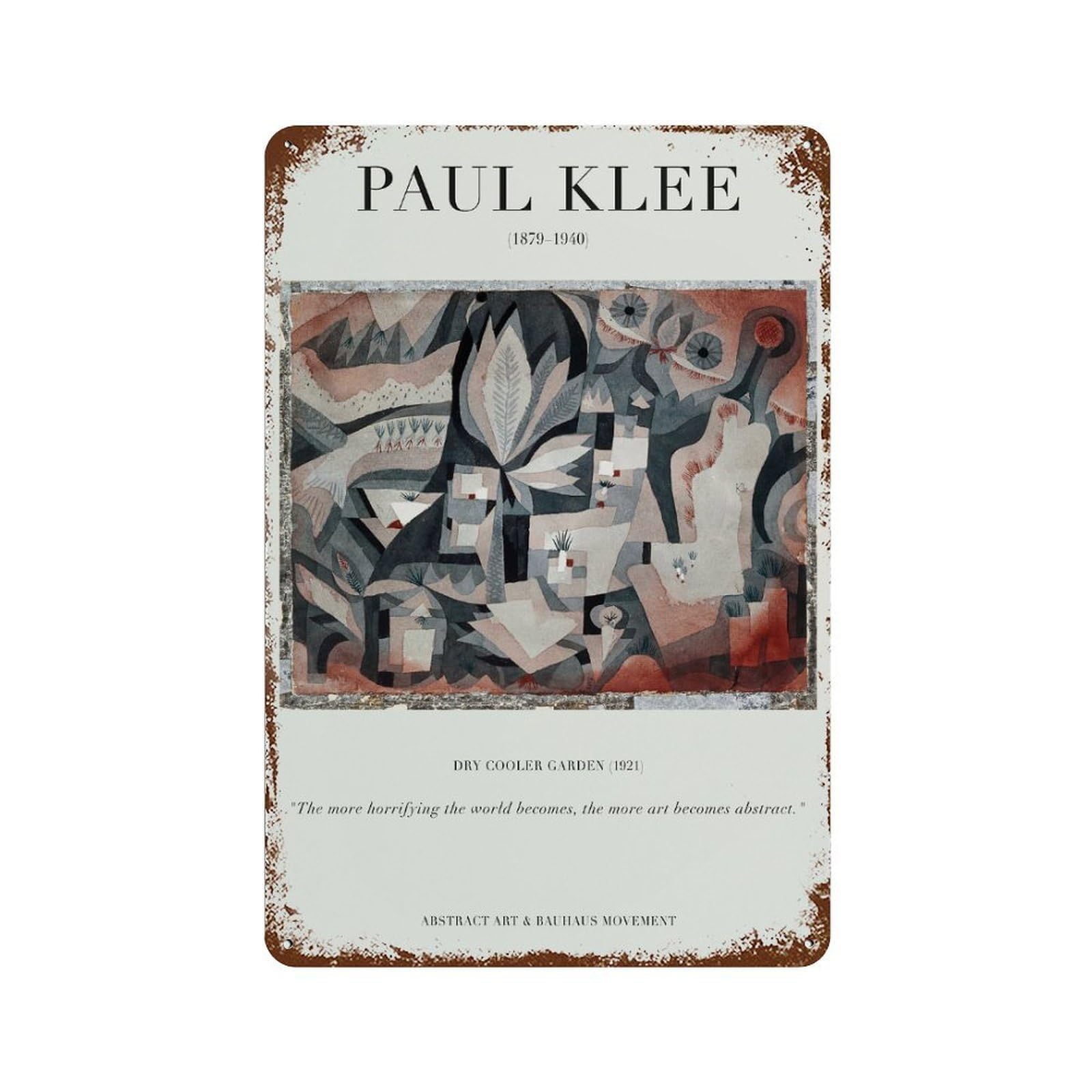 Garage Style Paul Klee - Dry Cooler Garden Distressed Metal Wall Sign 11.8"x7.9", Rustic Home Decor for Bar And Workshop