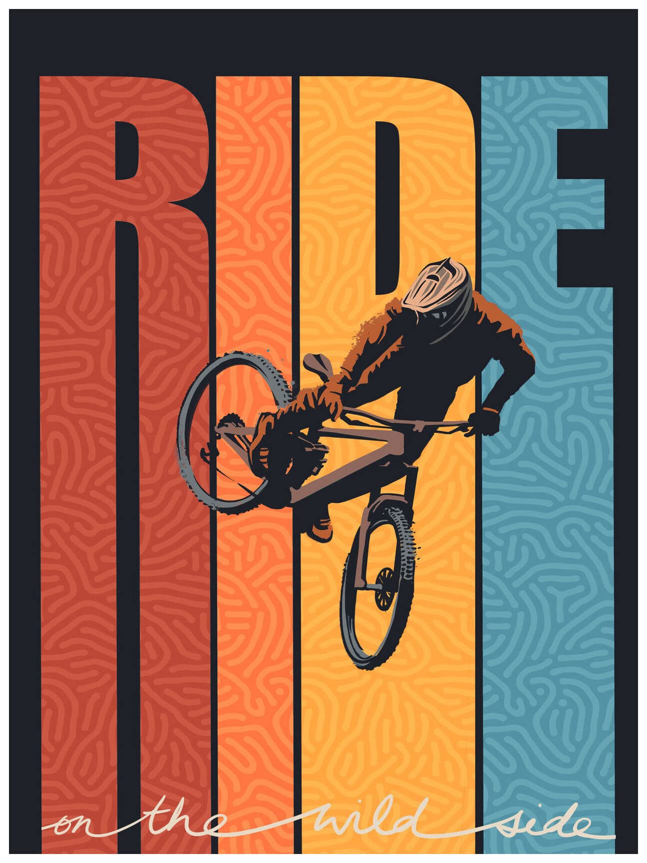 Ride On The Wild Side Mountain Bike Giclee Art Print Poster from Illustration by Illustrator Sassan Filsoof 18" x 24"