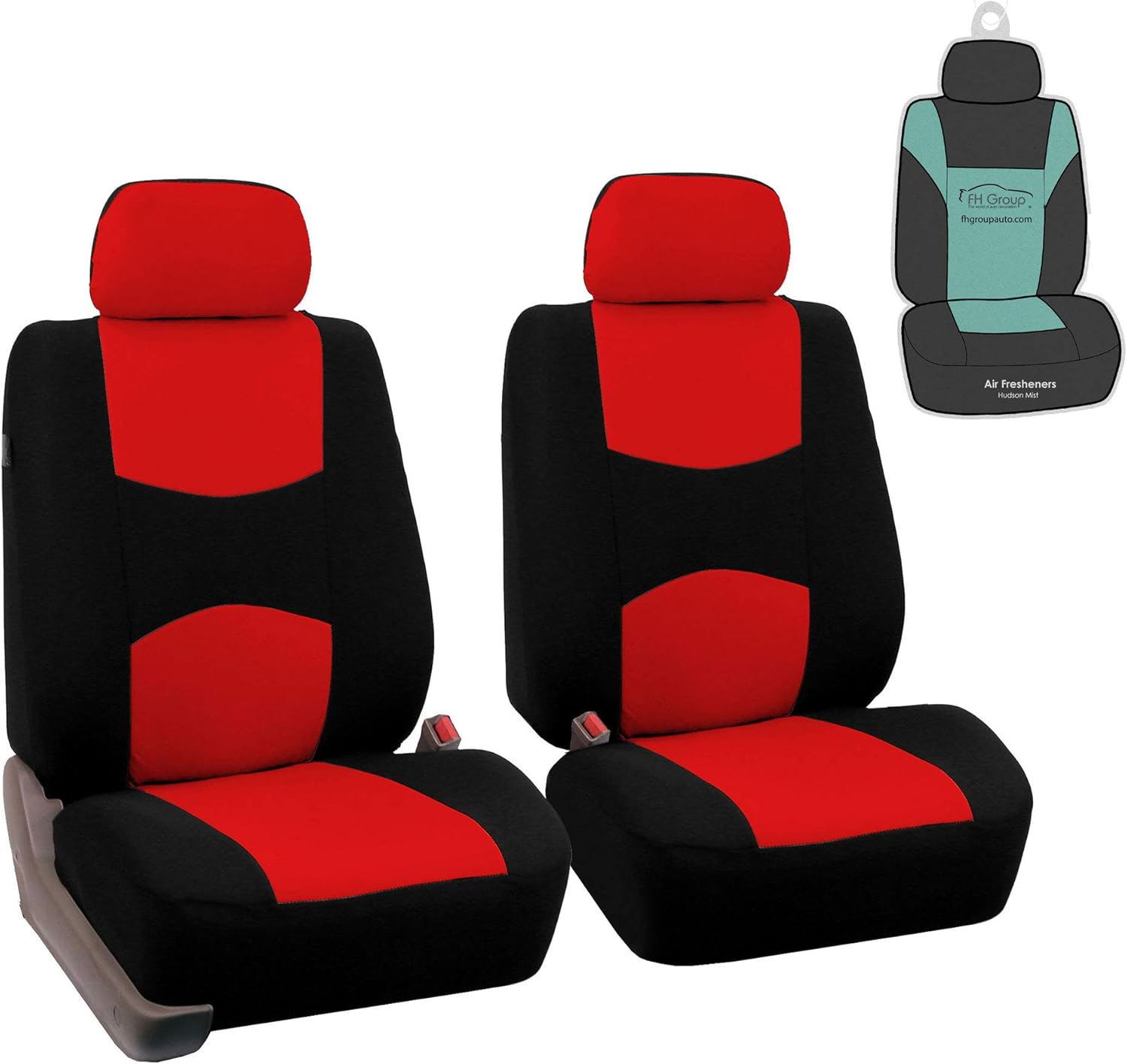 FH Group Car Seat Covers Flat Cloth Seat Covers Front Set with Gift – Universal Fit for Cars Trucks & SUVs (Red) FB050102