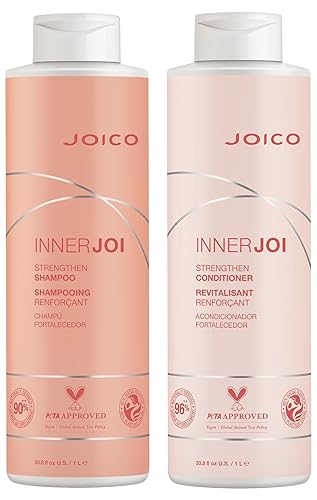 Joico InnerJoi Strengthen - Set de champú y acondicionador  Para cabello dañado y teñido  Sin sulfatos ni parabenos  Fórmula vegana derivada de