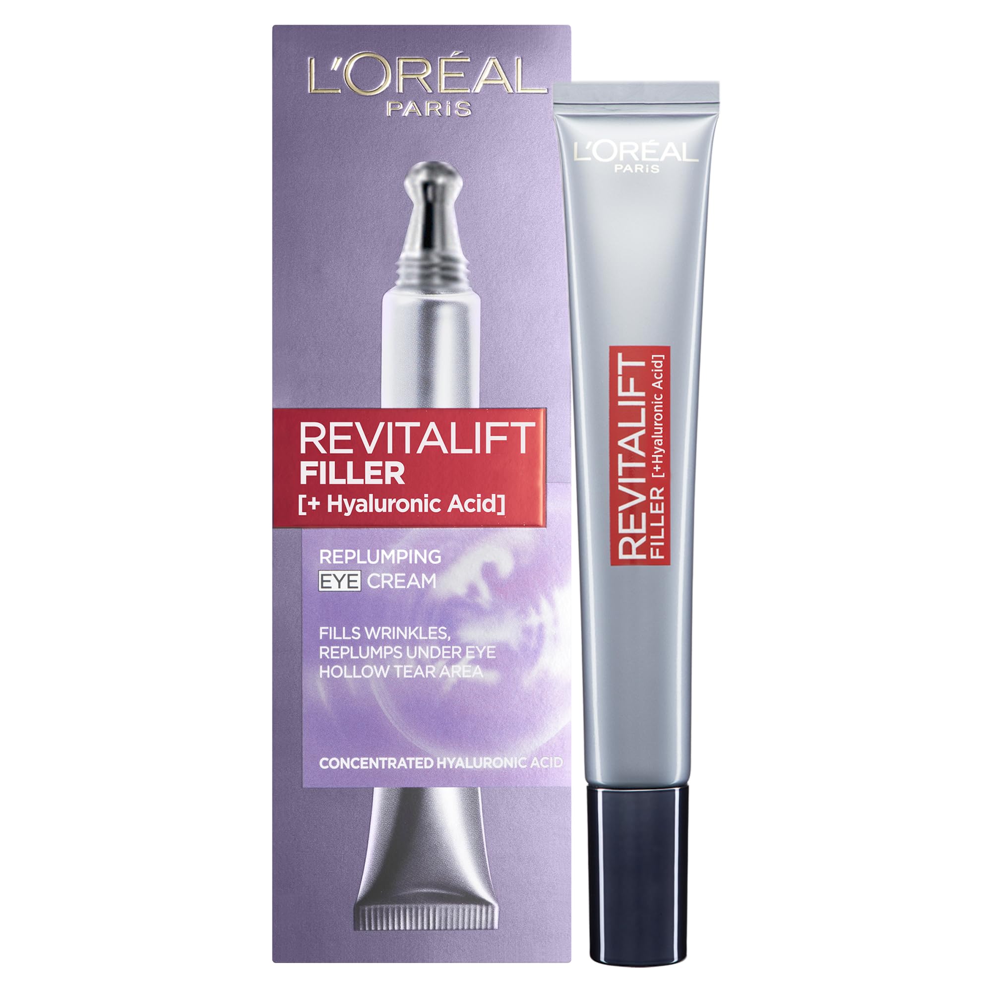 L'Oreal Paris Eye Cream, Revitalift Filler Replumping Eye moisturiser, 15ml