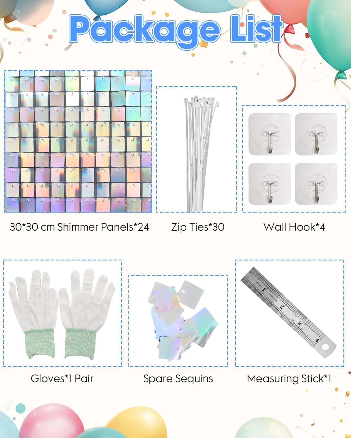 Iridescent Silver Shimmer Wall Backdrop 24 Panels Cover 6 x 4 Ft, Photo Backdrops for Wedding,Anniversary,Birthday,Party Decoration - Image 5