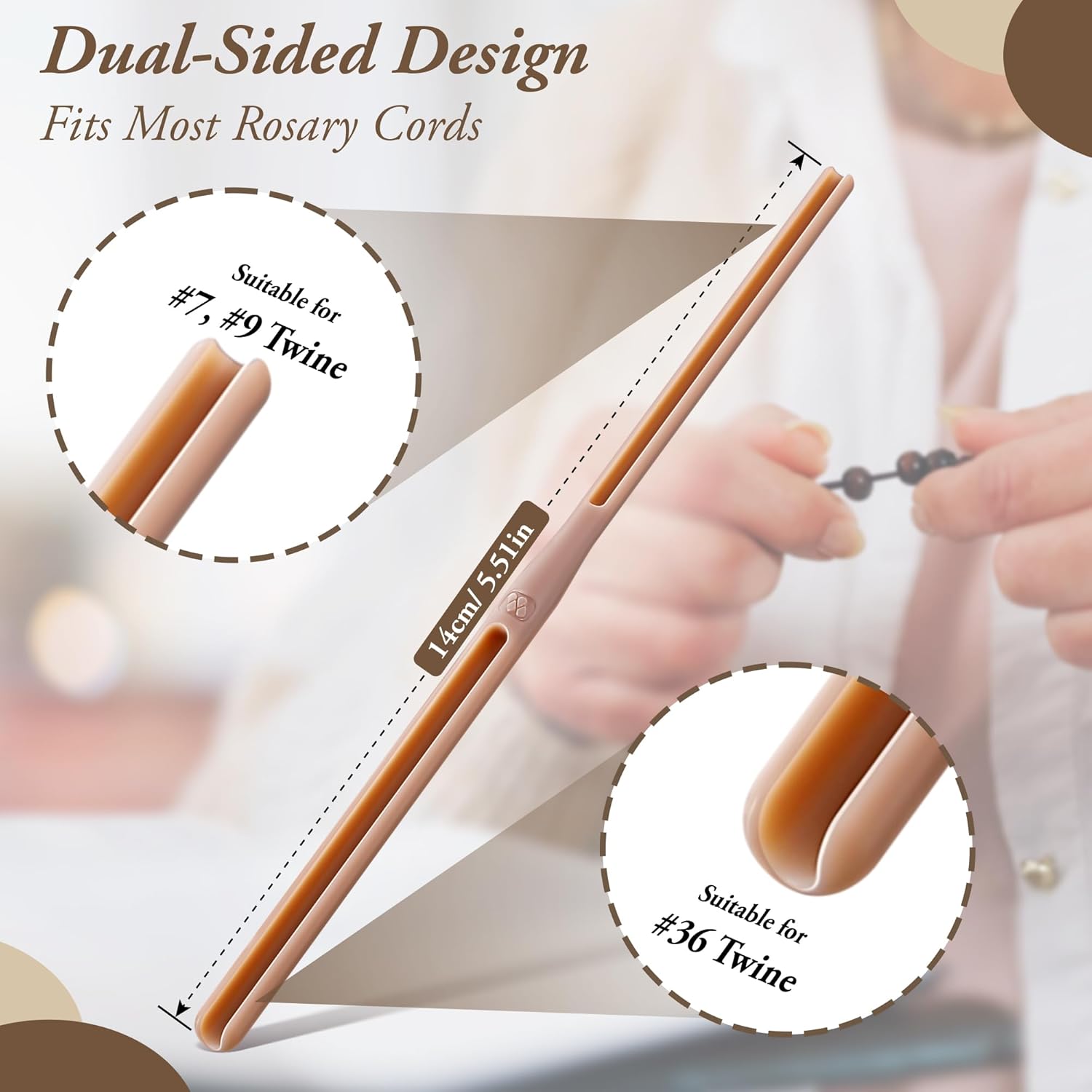 2 Pack Rosary Making Supplies, #36, #7, #9 Dual Head Rosary Cord Knotting Tool, Easy to Use Beading Supplies for Bracelet Making, Ideal for Beginners and Experts - Image 2