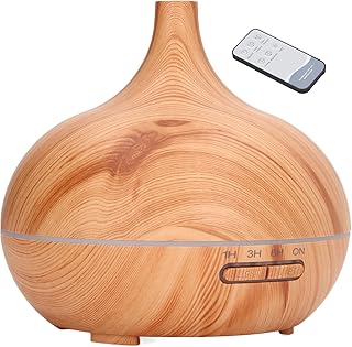 Difusor de aromaterapia 400ml, difusor de aroma de grão de madeira umidificadores de névoa com 7 luzes led de cores difusor de aroma de grão de madeira de controle remoto para quarto de(#3)