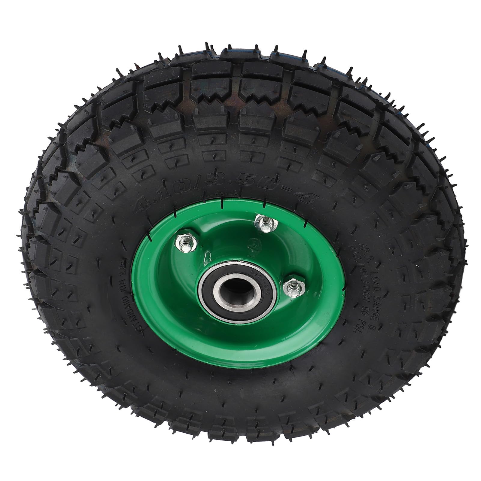 Fafeicy Rueda de Goma de 10 Pulgadas, 4.10/3.50-4, Servicio Pesado, 250 Kg, Rodamiento 6204, para Carrito de Jardín