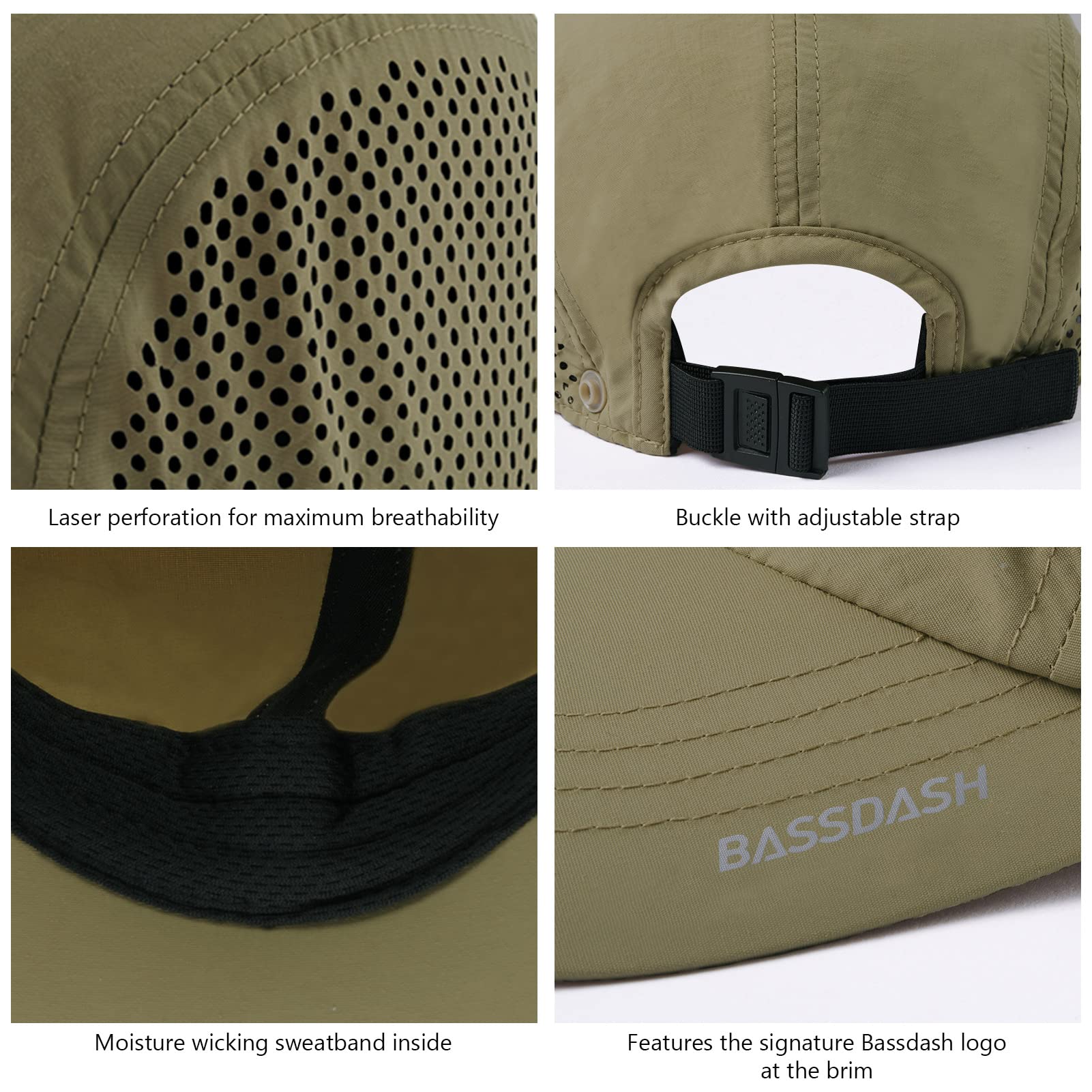 BASSDASH UPF 50+ składana czapka wędkarska czapka bejsbolówka ze zdejmowaną klapą na szyję przenośna dla mężczyzn kobiet golf piesze wycieczki