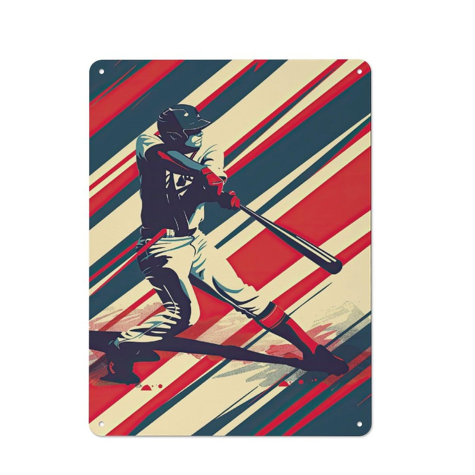 Junmoney Retro Baseball Swing Nostalgic Metal Wall Plaque 40X30cm, Retro Room Decor For Kitchen, Hallway, Bar Or Small Cafe