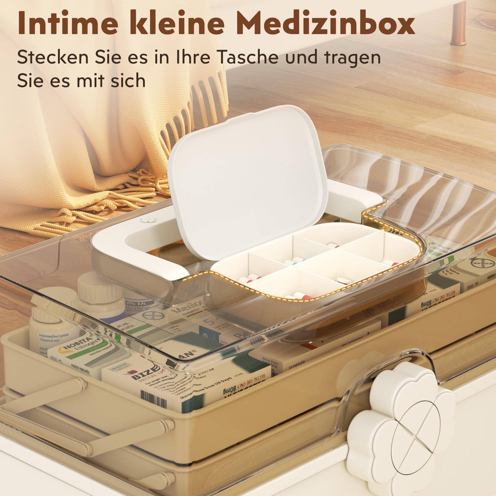 Mihoho Botiquín de 3 niveles, botiquín de 3 estantes, botiquín casero, caja de almacenamiento de medicamentos, botiquín de primeros auxilios, caja de medicamentos, caja de clasificación para