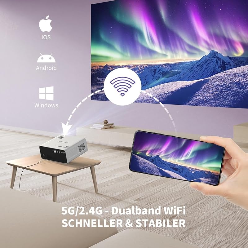 WEWATCH V51 PRO 4K Okos Projektor 19000 Lumen 5G WiFi Bluetooth Android Rendszerrel, Fehér Zaj Funkcióval, iOS/HDMI/USB Kompatibilis, 500 AN