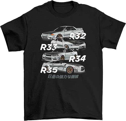 GTR Skyline R32 R33 R34 R35 Import Camiseta de carreras japonesas Regalo de manga corta de coche de carreras para entusiastas del automóvil para