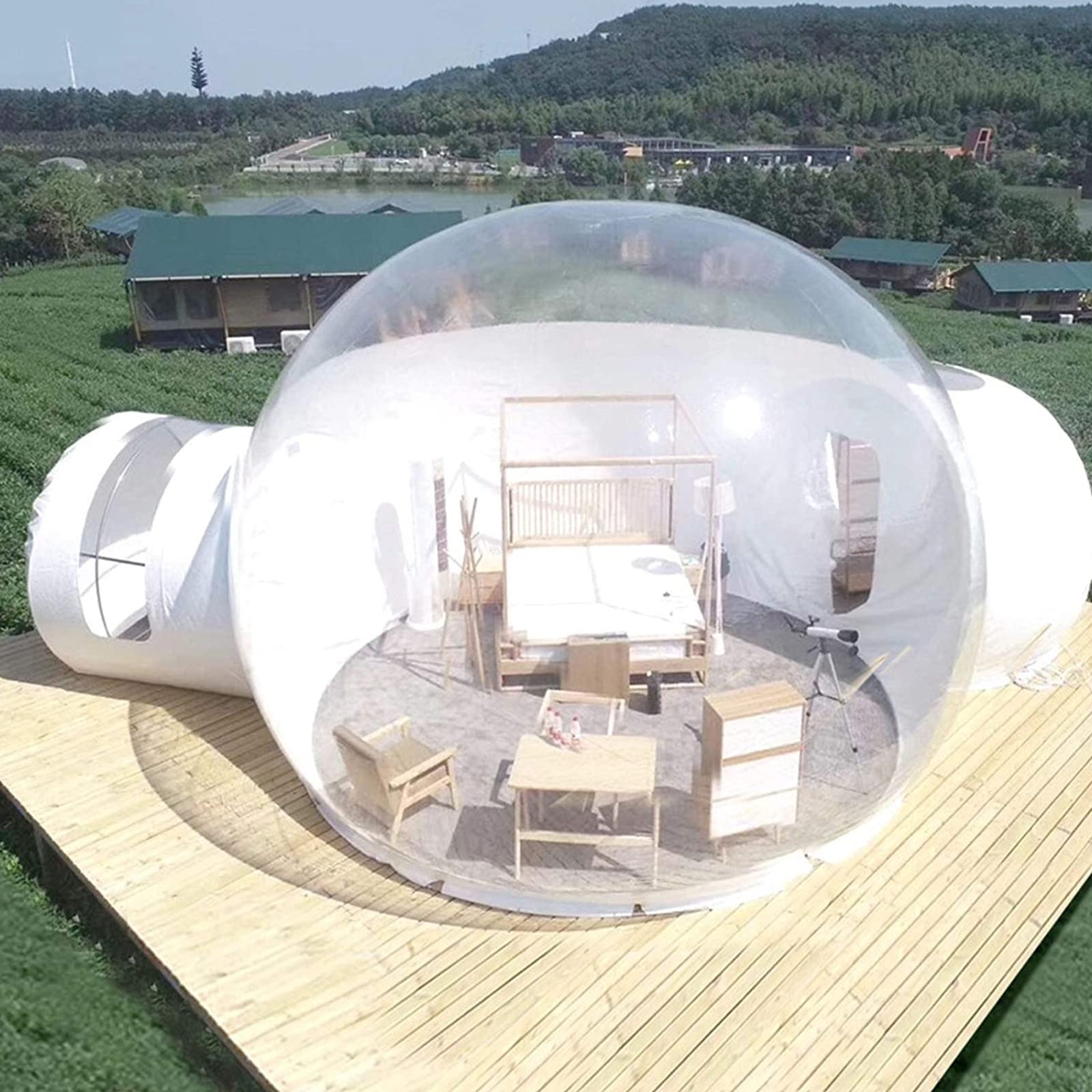 Tente Bulle Gonflable, B&B Scenic Area Hotel Restaurant Dôme Serre 5-7 Personnes Tente Camping, Tente Transparente Gonflable,3M Sports et Loisirs