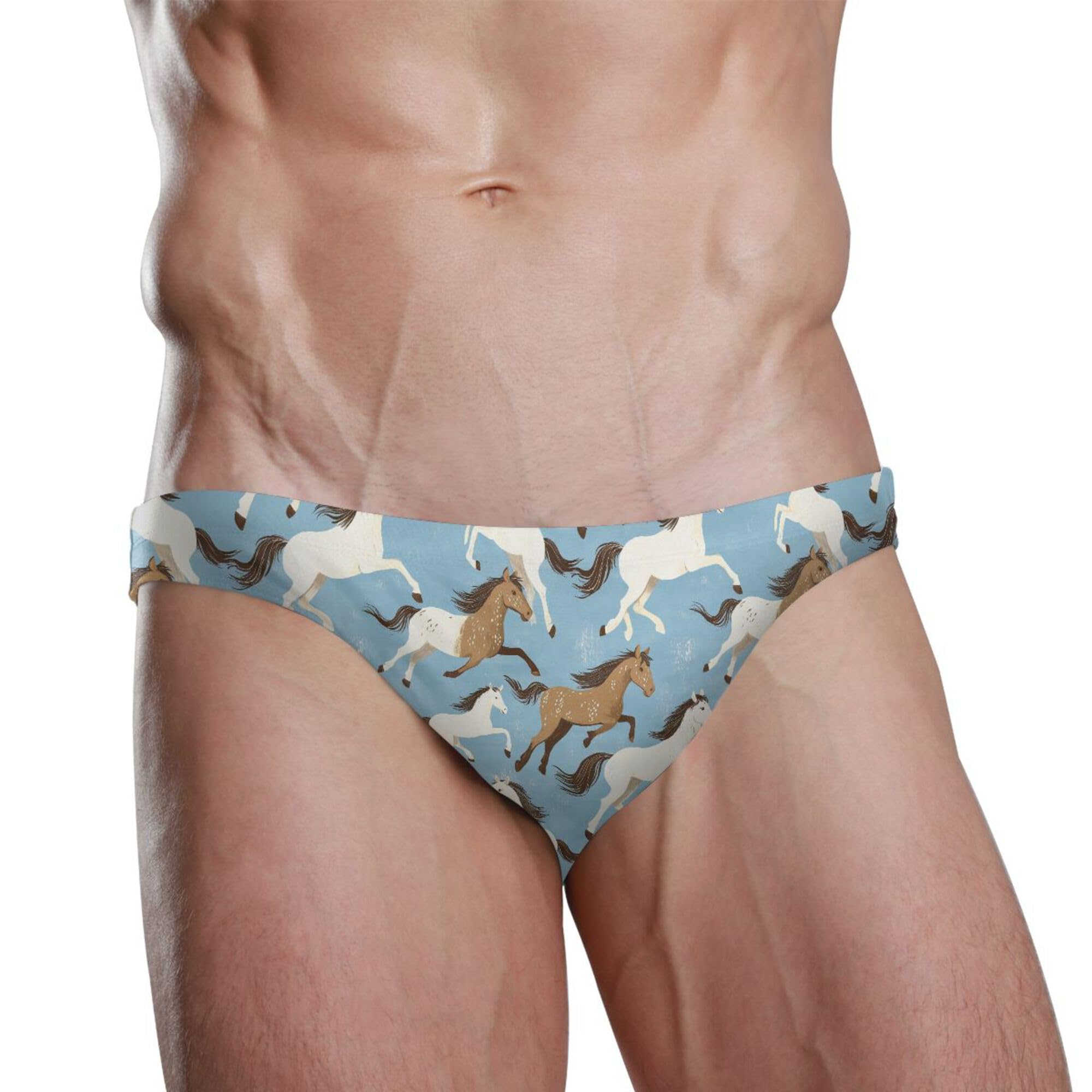 Mens Swim Briefs Horse Animal Swimwear Bikini Swimsuit XL B0403910