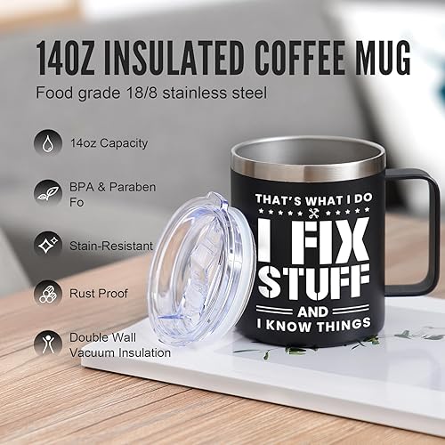 Vista 3 de NOWWISH Regalos para hombres, taza de café para papá, regalos de cumpleaños de hija e hijo, tazas geniales del día del padre para papá, esposo