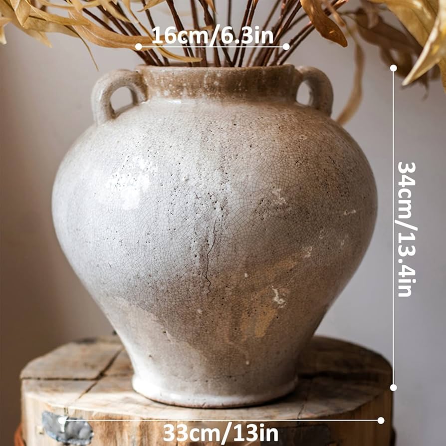 Amazon.co.jp: 田舎風の古びた陶器の装飾花瓶で、家の装飾に使われてい