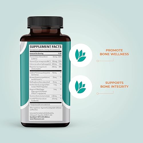 LifeSeasons Bone Densi-T - Soporte de osteo y calcio - Densidad mineral ósea, flexibilidad y curación - Fuerza esquelética y producción de tejidos -