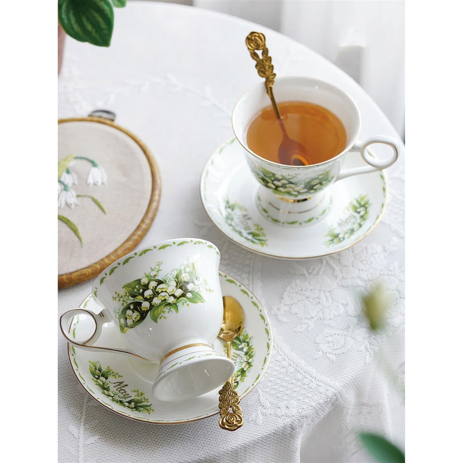 tasse à café de décoration Service à thé de l'après-midi en céramique, tasse noir anglais, petit déjeuner, tasses café exquises haute qualité peintes la main