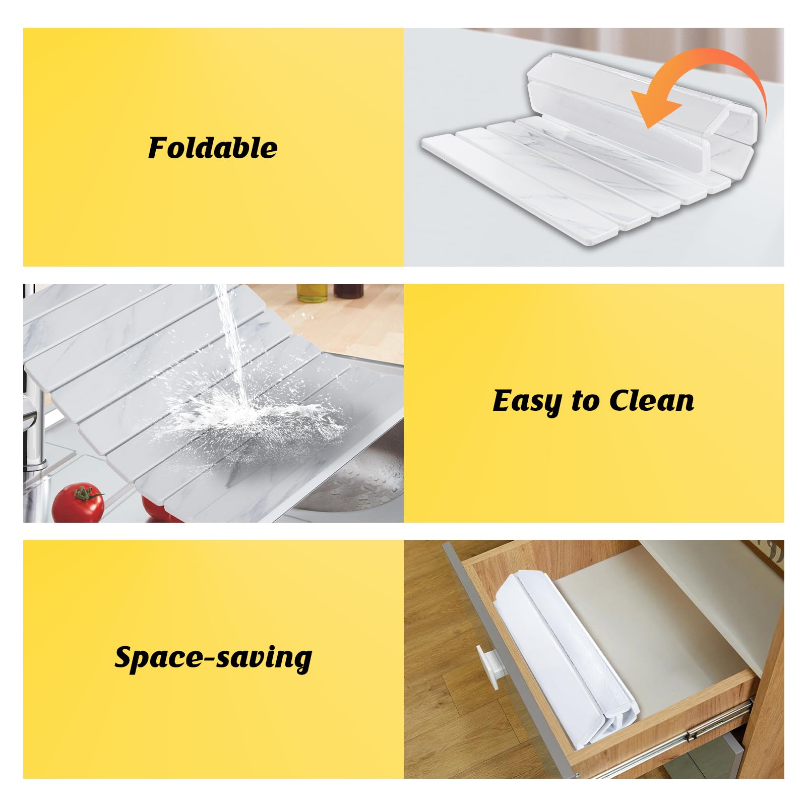 MTGSTOCL Large Stone Dish Drying Mats for Kitchen Counter, Fast Drying Collapsible Dish Drying Mat, Eco-Friendly Diatomaceous Earth Mats for Cups Dishes Bottles, Match Any Countertop, 23*15.3 inch