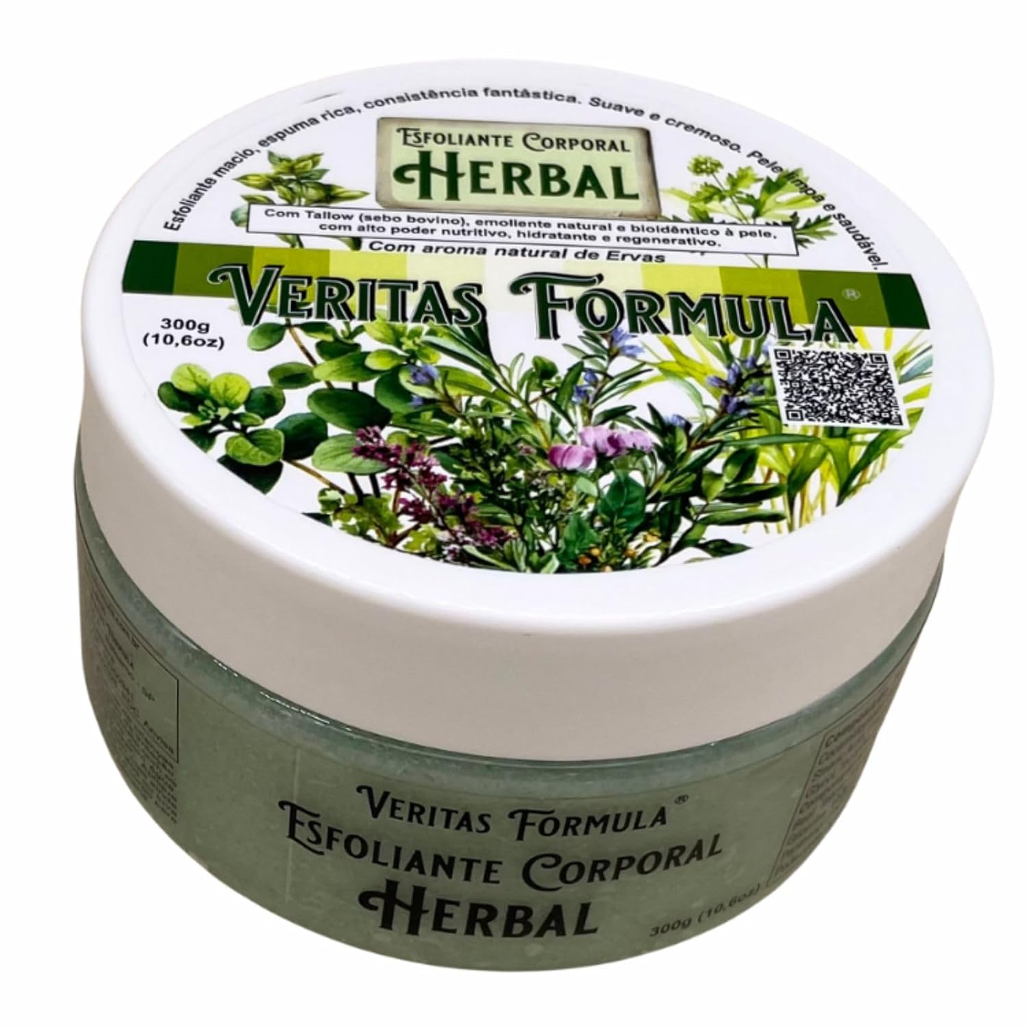 Esfoliante Corporal Natural Veritas Formula – 300g – Açúcar, Tallow e Pró-Vitamina B5 – Pele Macia, Renovada e Perfumada – Várias Fragrâncias Naturais (Herbal)