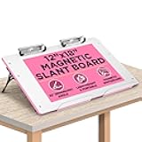 Slant Board for Writing – Adjustable Magnetic Whiteboard & 22° Angle Ergonomic Desk for Reading, Writing, Drawing and Studying – Portable Tabletop Stand for Students and Teachers - Pink