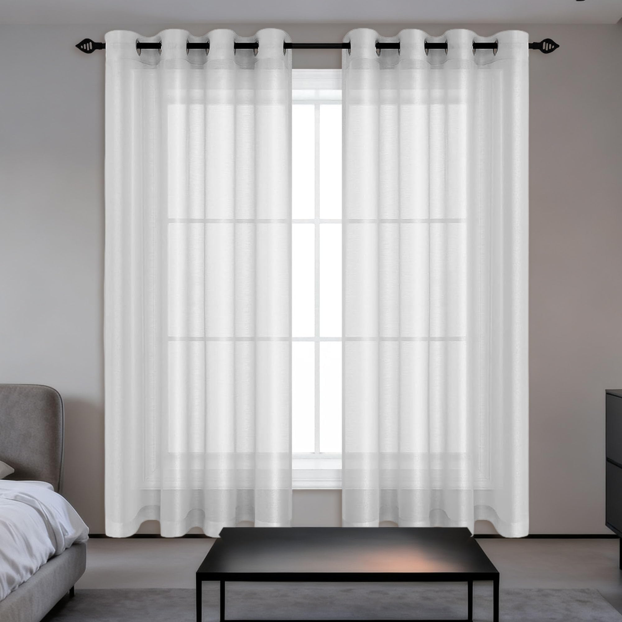Voilage gris clair 640 x 310 cm transparent de haute qualite pour grand salon