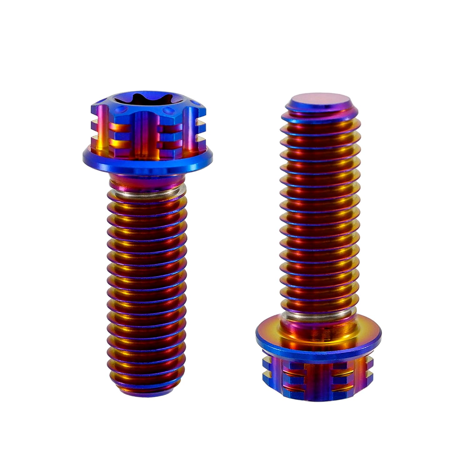 RISON Titanium Bolts M8*1.25 * 20 Torx Titanium Bolts for Motorcycles Hex Head Dual Drive Burnt Blue Titanium Flange Bolt Pack of 5