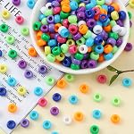 3500+PCS Pony Beads for Bracelet Necklace Making, Multi-Color Plastic Craft Beads Seed Beads with Big Hole for DIY Craft Kandi Jewelry Hair Braiding