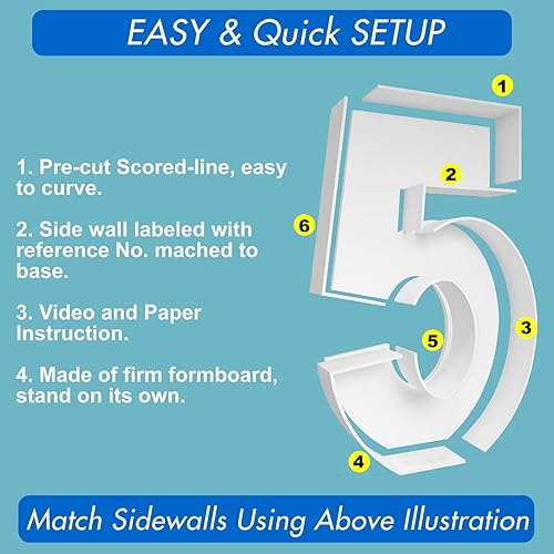 Miniatura 8 de Marco de globo de mosaico de 3pies con número 4, kit precortado con números iluminados, tablero de espuma gruesa, decoración para cumpleaños