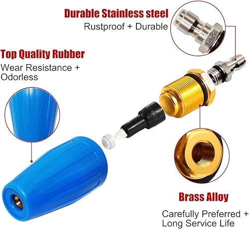 Miniatura 3 de EDOU Boquilla giratoria directa para lavadora a presión  Conexión rápida de 14 pulgadas  Presión máxima de trabajo de 5,000 PSI  Incluye puntas de