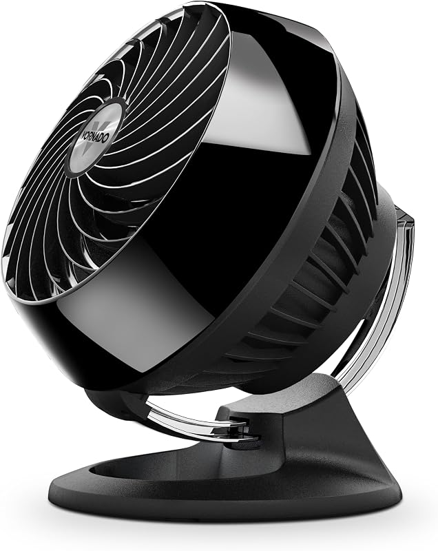 160 Personal Air Circulator, Small Fan for Dorm, Desk, and Bedside, Powerful Personal Cooling, 2 Speed Settings, Vortex Air Circulation, Chrome Glide Bar, Multi-Directional Airflow, Black