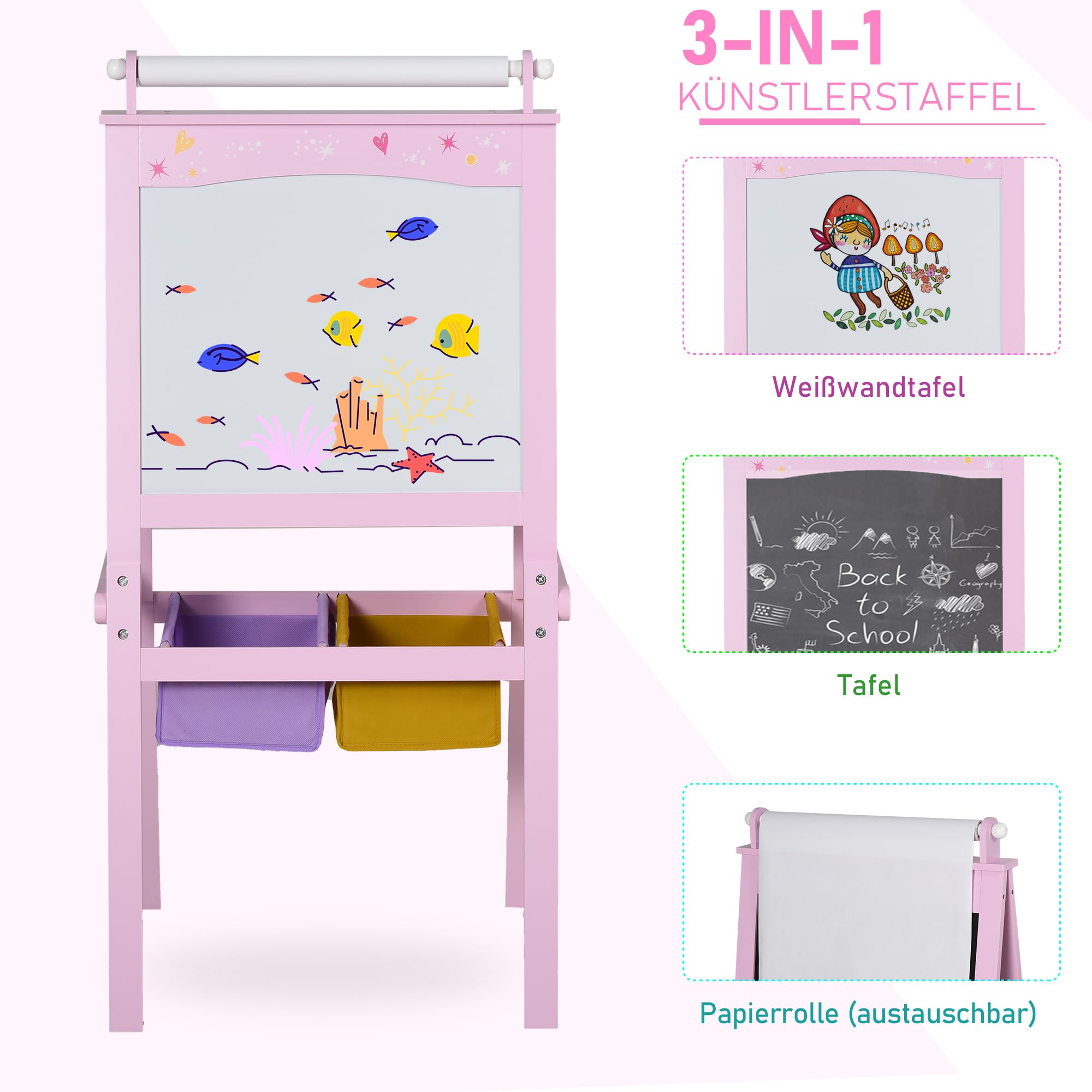 AIRPLAY Kinder Staffelei 3-in-1 Kindertafel für Kinder ab 3 Jahre