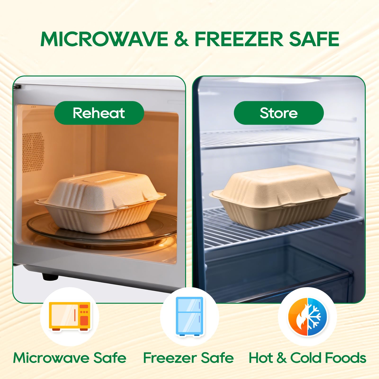 Turbo Bee Natural Compostable Clamshell Containers Gallery Image