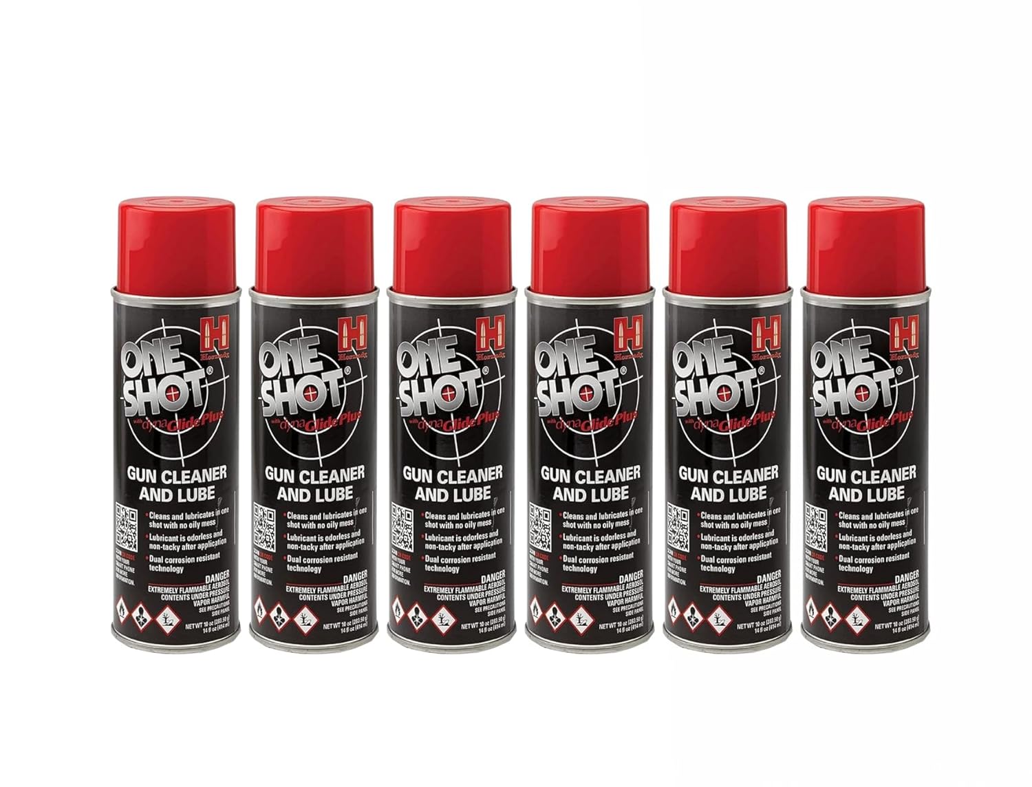 One Shot Gun Cleaner and Case Lube, 10 oz – Aerosol Dry Lube, with DynaGlide Plus – Clean, Non-Sticky and Easy to Use – Contains No Petroleum, Won't Contaminate Powder or Primers 6 Pack