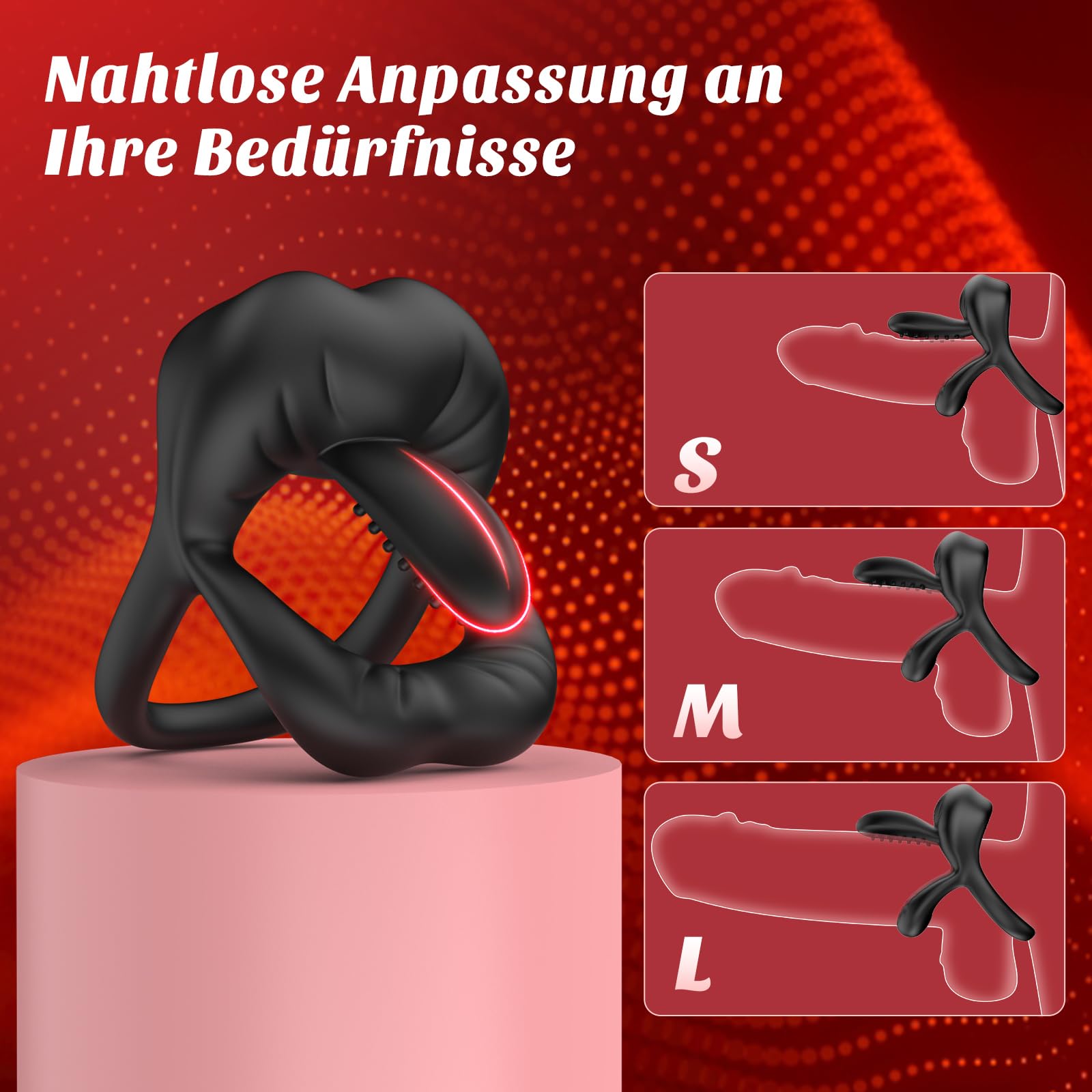 Double Anneau Penien - Anneau Homme Sex Toýs Homme, Anneau Vibrant Pénis Clitoridienne avec Vibromasseur à Langue Reglable, Cockring Sextoy Jouet Sexualité Couple avec Le Stimulateur du Périnée