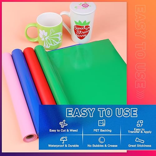 Miniatura 3 de HTVRONT Vinilo permanente blanco de 12 pulgadas x 11 pies para Cricut y kit de película de ventana de 4 piezas