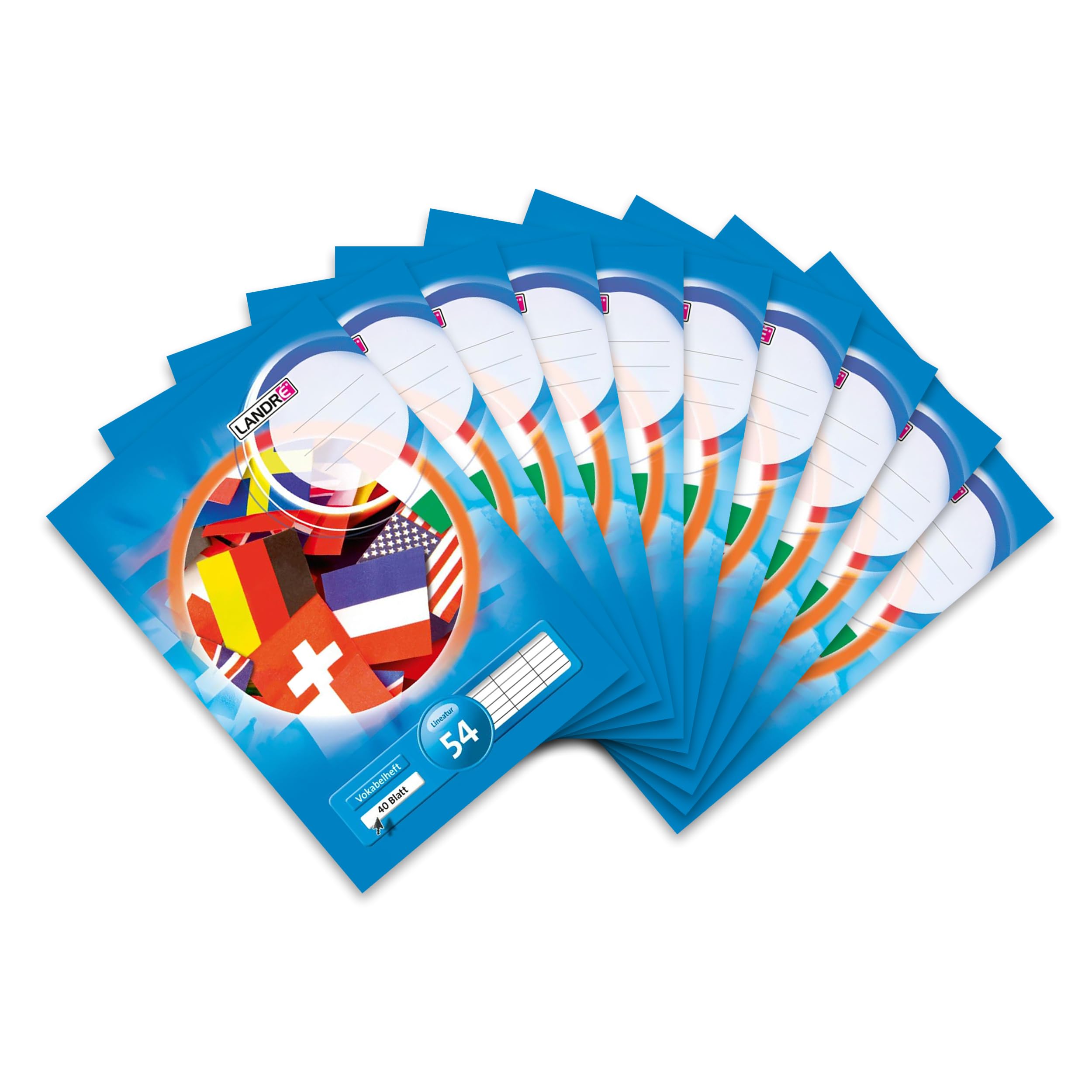 herlitz Vokabelheft A4, Lineatur 54, 3 Spalten, 40 Blatt, 80 g/m², 10 Stück